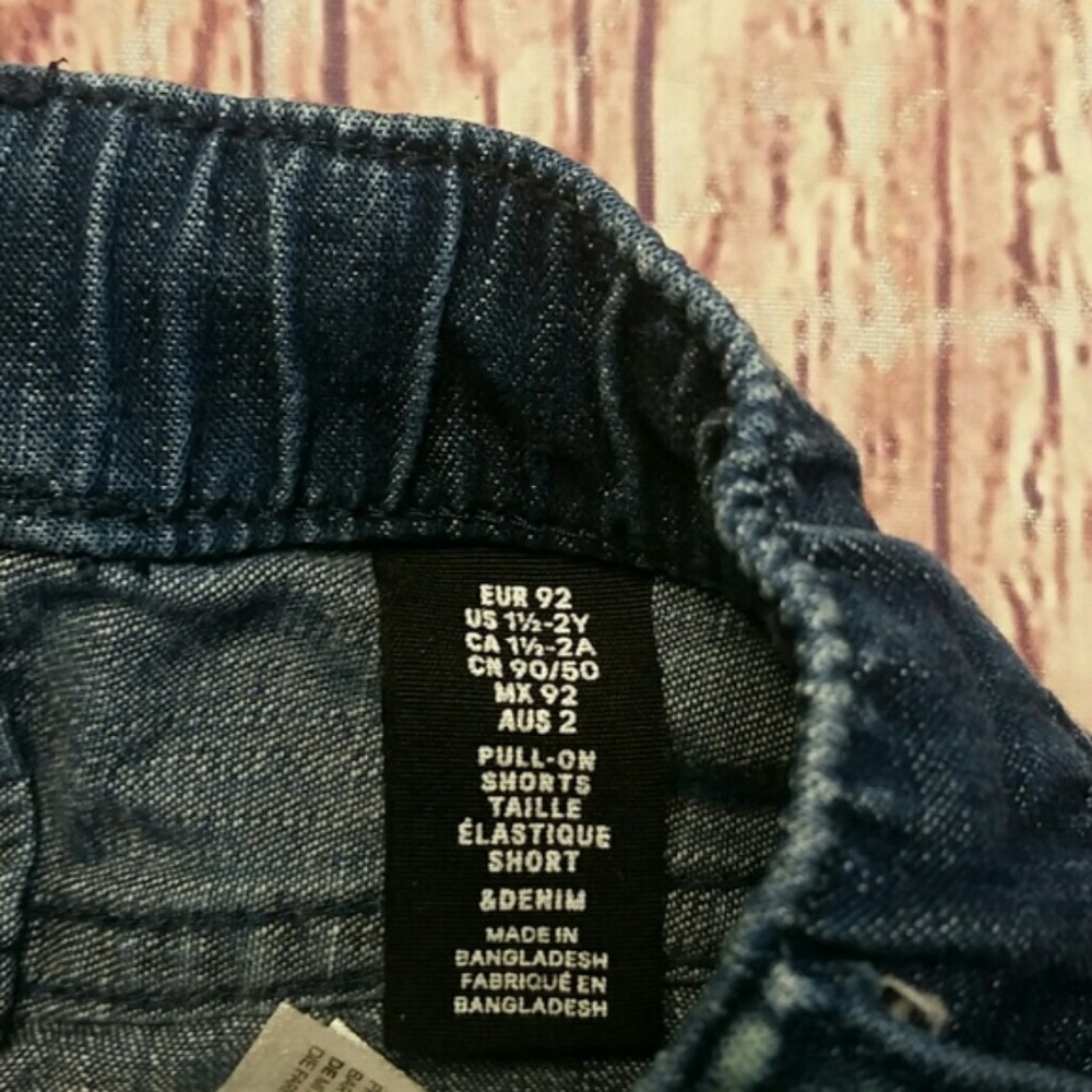 H&M jeans shorts pull-on drawstring sz 1.5-2 - Picture 2 of 3